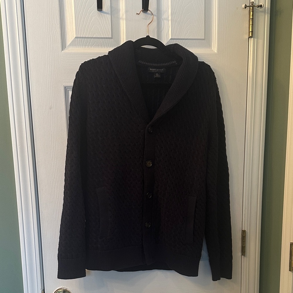 Banana Republic Men's Black Textured Cardigan